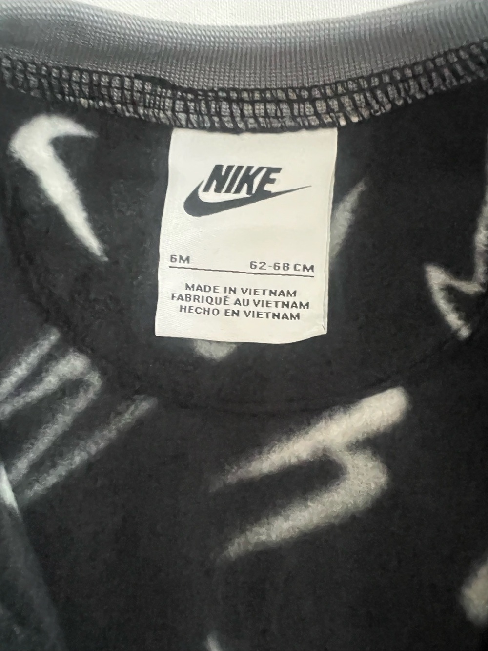 Nike Black Fleece Footed One-Piece with White Swoosh Print - Picture 5 of 6